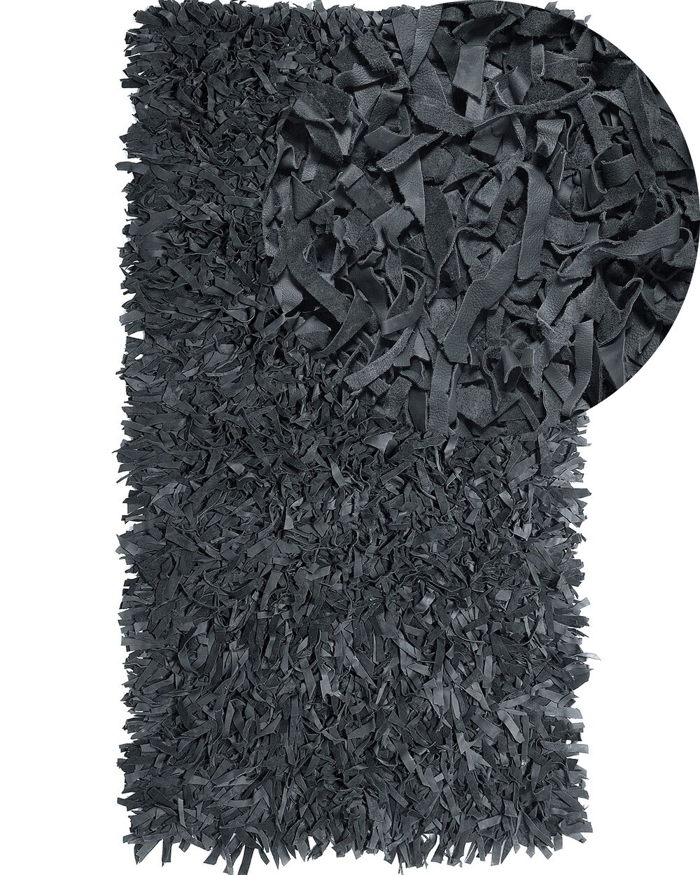 Leather Area Rug 80 x 150 cm Black MUT Beliani.co.uk