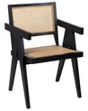 Chaise en bois d'acajou et rotin tressé clair et noir WESTBROOK_848243