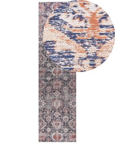 Cotton Runner Rug 80 x 300 cm Blue and Red KURIN