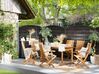 Gartenmöbel Set mit Sonnenschirm (12 Optionen) Akazienholz hellbraun 6-Sitzer MAUI_863893