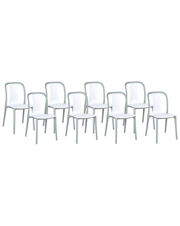 Conjunto de 8 cadeiras de jardim branco e cinzento SPEZIA_901939