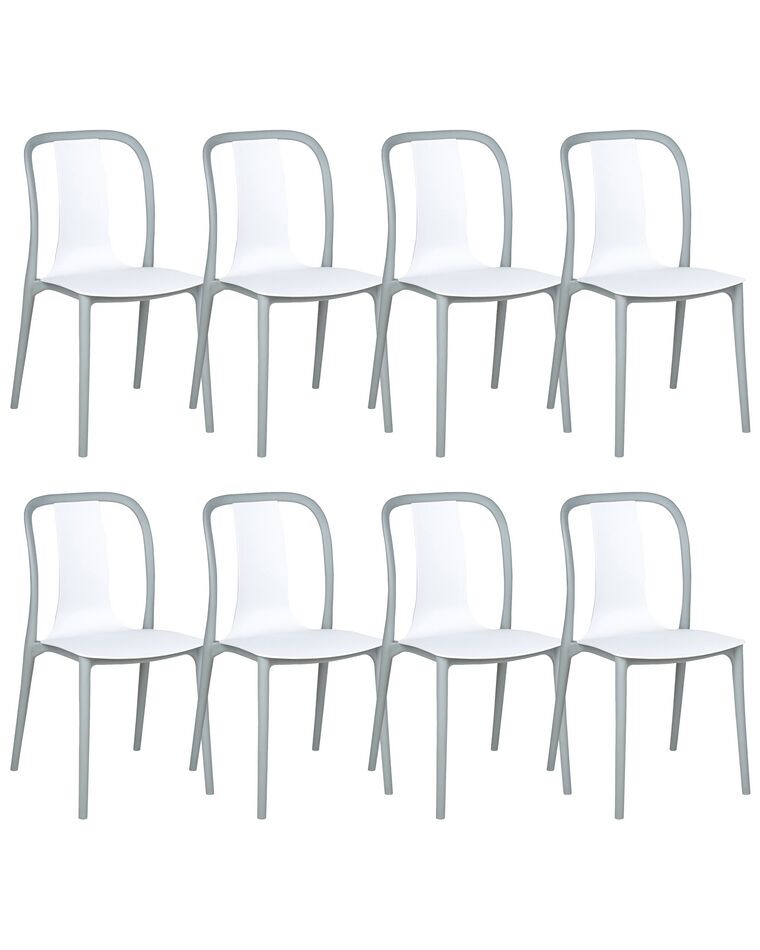 Zestaw 8 krzeseł ogrodowych biało-szary SPEZIA_901939