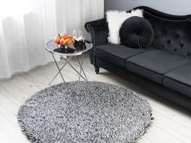 Shaggy Round Rug ⌀ 140 cm Black and White CIDE