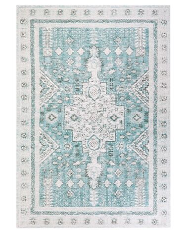Teppich Baumwolle mintgrün 160 x 230 cm orientalisches Muster Kurzflor FULLA