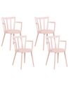 Set of 4 Plastic Dining Chairs Pink MORILL_876318