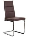 Conjunto de 2 sillas de comedor de piel sintética marrón oscuro/plateado ROCKFORD_868148