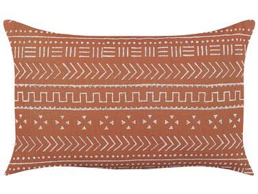 Cotton Cushion Geometric Pattern 35 x 55 cm Orange ORLAYA