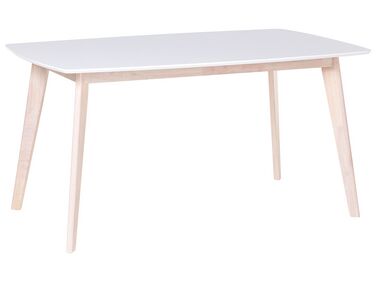 Mesa de comedor blanco/madera clara 150 x 90 cm SANTOS