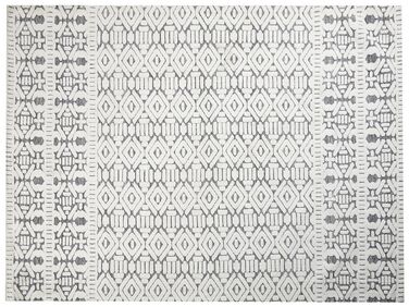 Teppich weiß / grau 300 x 400 cm geometrisches Muster Kurzflor SIBI