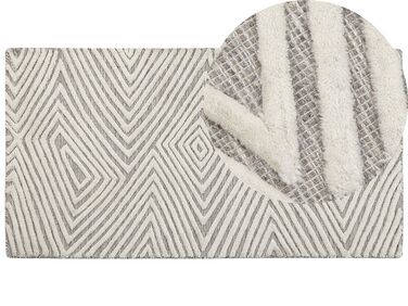 Alfombra de lana gris claro/blanco crema 80 x 150 cm GOKSUN