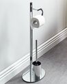 Freestanding Toilet Paper and Brush Holder Silver SARTO_821967