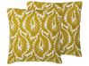 Lot de 2 coussins en coton avec motifs brodés jaunes 45 x 45 cm PRIMULA_770971