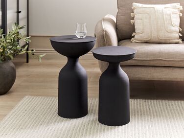 Set of 2 Metal Side Tables Black COTA/TENJO
