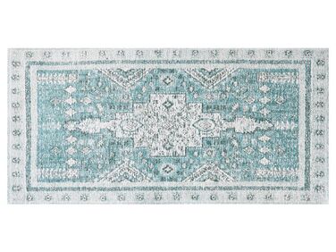 Teppich Baumwolle mintgrün 80 x 150 cm orientalisches Muster Kurzflor FULLA