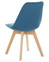 Conjunto de 2 sillas de comedor de terciopelo azul/madera clara DAKOTA II_767898