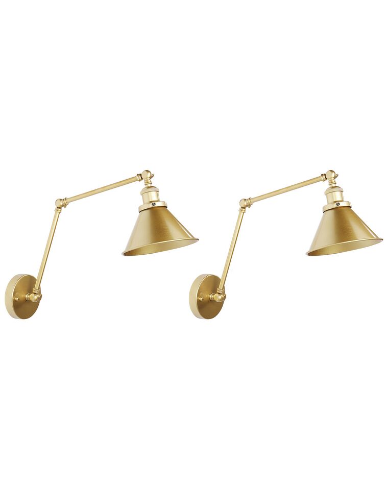 Conjunto de 2 lámparas de pared de metal dorado NARVA_879613