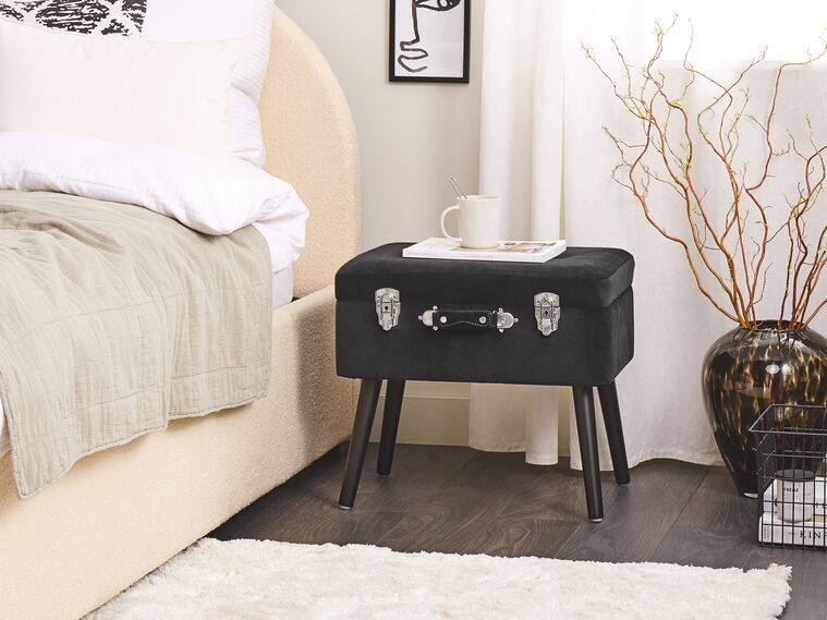 Velvet Storage Stool Black MALLARD Beliani.de