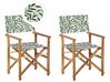 Conjunto de 2 sillas de jardín de madera de acacia clara con tela verde/blanco CINE_819285