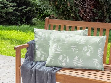 Set of 2 Outdoor Cushions Leaf Motif 40 x 60 cm Green ALASSIO