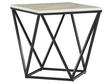 Bézs és fekete márványhatású kisasztal 50 x 50 cm MALIBU
