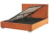 Sametová postel s taburetem 180 x 200 cm oranžová ROUEN_819178