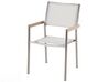 Hatszemélyes márványhatású üveg étkezőasztal fehér székekkel COSOLETO/GROSSETO_881824
