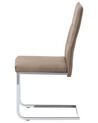 	Conjunto de 2 sillas de comedor de piel sintética beige arena/plateado ROCKFORD_693148