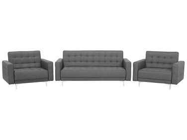 Conjunto de sofás reclináveis com 5 lugares em tecido cinzento claro ABERDEEN