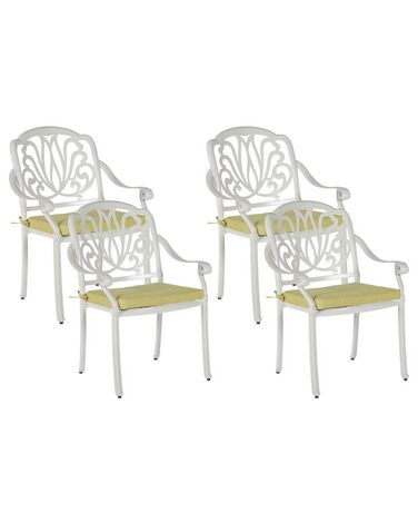 	Conjunto de 4 sillas de metal blanco/verde oliva ANCONA