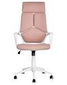 Cadeira de escritório em tecido rosa e branca DELIGHT_834169