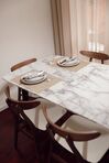 Mesa de jantar extensível efeito mármore e preto 160/200 x 90 cm MOSBY_832342