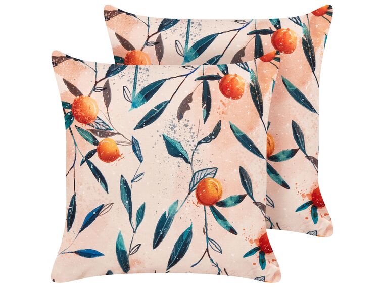 Set of 2 Outdoor Cushions Leaf Motif 45 x 45 cm Multicolour PIALPETTA_882561