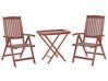 Set de terrasse table et 2 chaises en bois foncé coussins bleus TOSCANA_802608