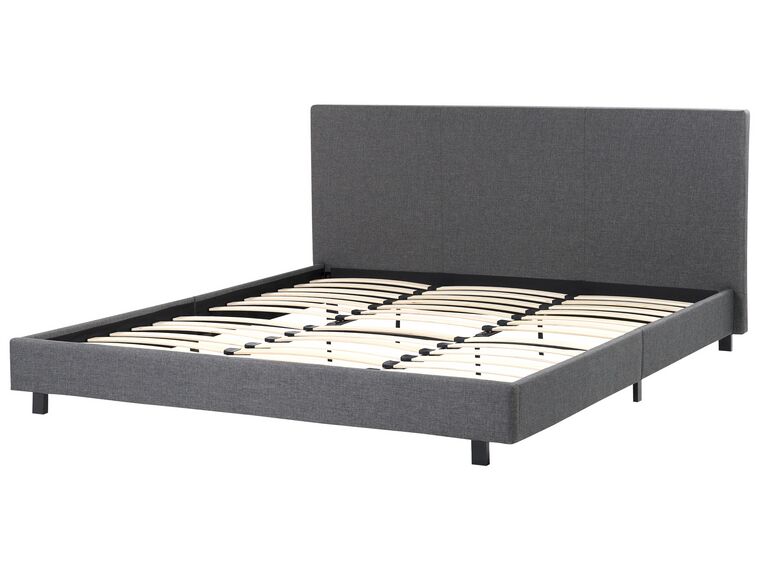 Fabric EU Super King Bed Grey ALBI Beliani.co.uk