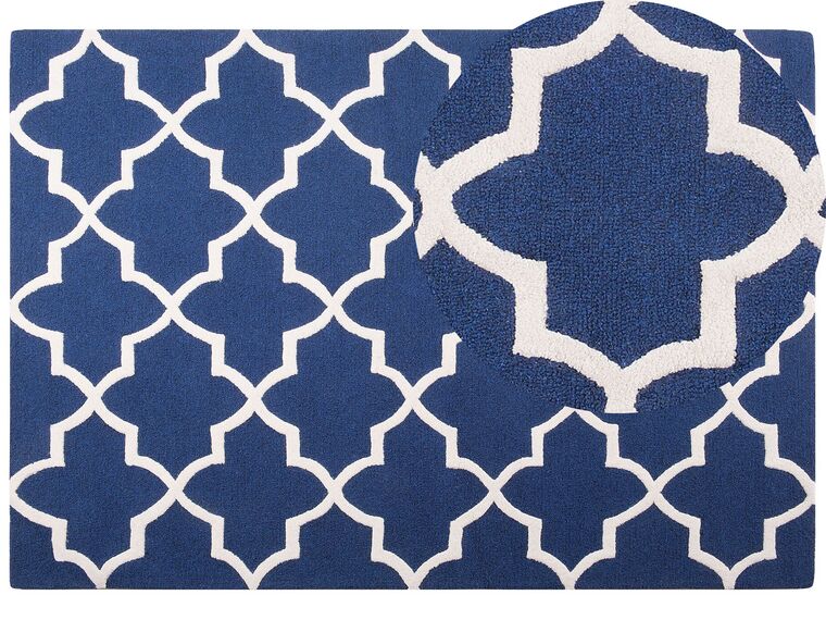 Tapete de lã azul marinho 160 x 230 cm SILVAN_802942
