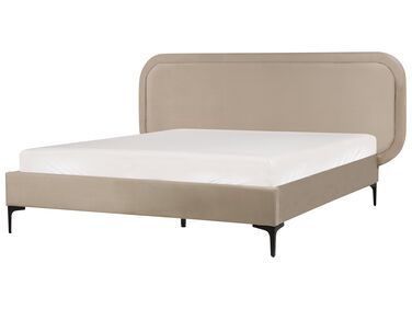 Łóżko welurowe 140 x 200 cm beżowe SUZETTE
