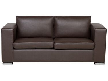 Sofa 3-osobowa skórzana brązowa HELSINKI