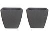 Set di 2 vasi polvere di pietra grigio scuro 34 X 34 X 34 cm ZELI_850546
