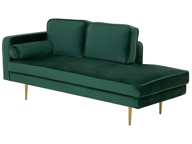 Left Hand Velvet Chaise Lounge Emerald Green MIRAMAS Beliani.co.uk