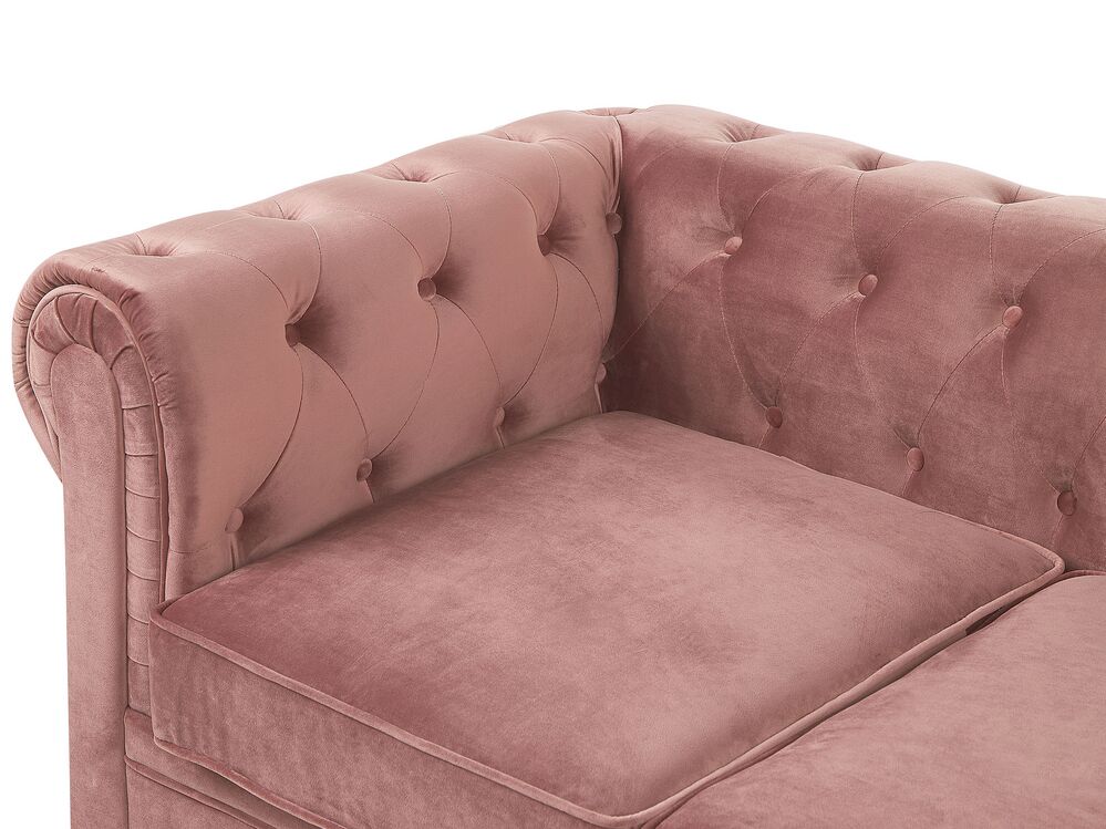 Velvet Living Room Set Pink CHESTERFIELD Beliani.co.uk