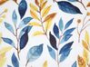 Sametový polštář vzor listů 45 x 45 cm žlutý/ modrý CATTLEYA_834800