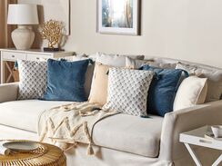 Koristetyyny puuvilla valkoinen/sininen 45 x 45 cm 2 kpl CORNUS