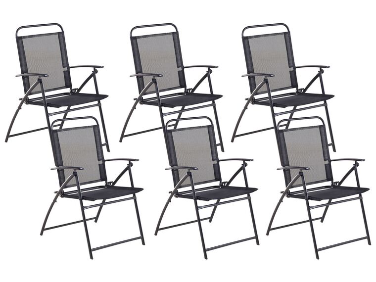 Set of 6 Garden Folding Chairs Black LIVO_772151
