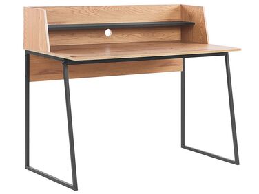 Schreibtisch heller Holzfarbton / schwarz 120 x 59 cm mit Ablage GORUS