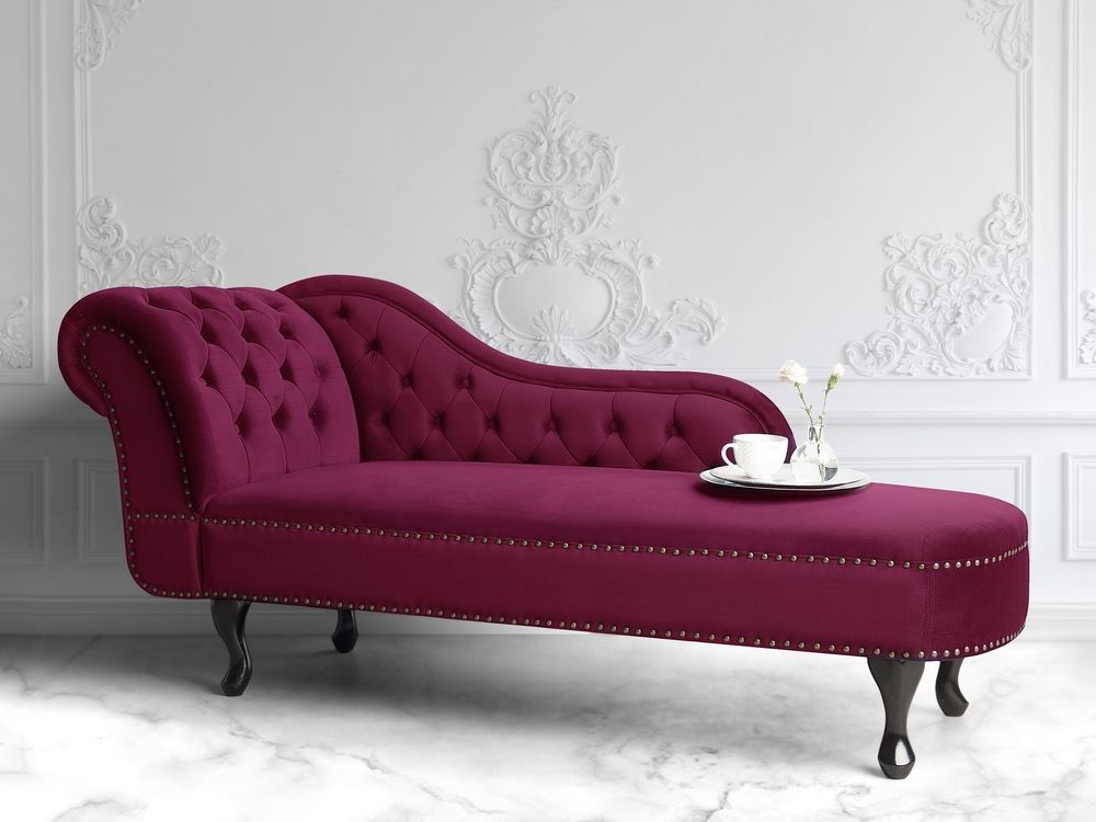 Left Hand Chaise Longue Velvet Burgundy Caron Shop for red chaise lounges at best buy.