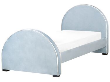 Łóżko welurowe 90 x 200 cm niebieskie NOZAY
