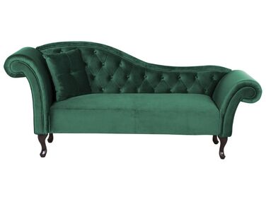 Left Hand Chaise Lounge Velvet Dark Green LATTES