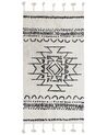 Teppich Baumwolle weiß / schwarz 80 x 150 cm Kurzflor KHOURIBGA_831350
