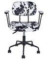 Chaise de bureau motif peau de vache en velours noir et blanc ALGERITA_855252