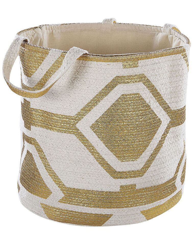 Cotton Basket Off-White with Gold HANWELLA_728925